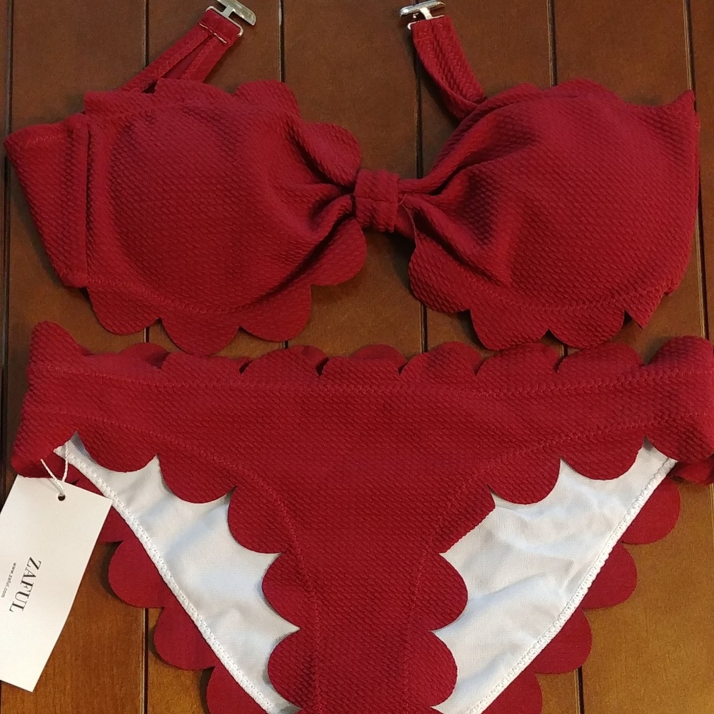 Zaful Red Scallop Bikini